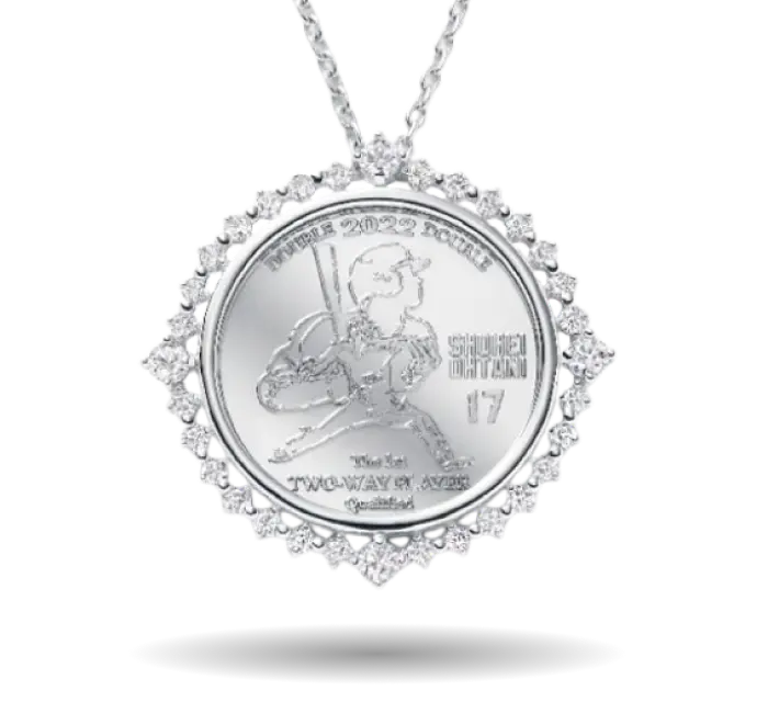 Pt999/850 COIN DIAMOND PENDANT